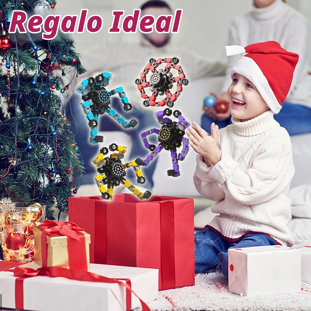 Gokeey Regalos de Calcetín Navideño para Nietos Fidget Spinners Tra...