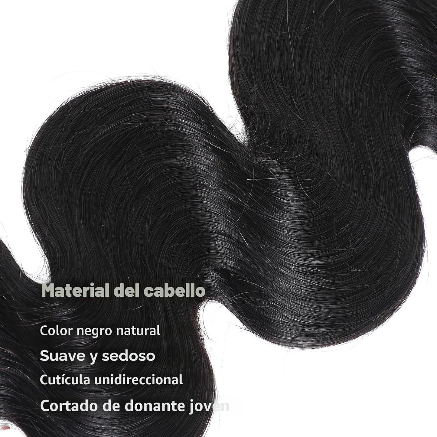 Manojos de Cabello Humano Indio Crudo 15A Ondulado Body Wave, Cabel...
