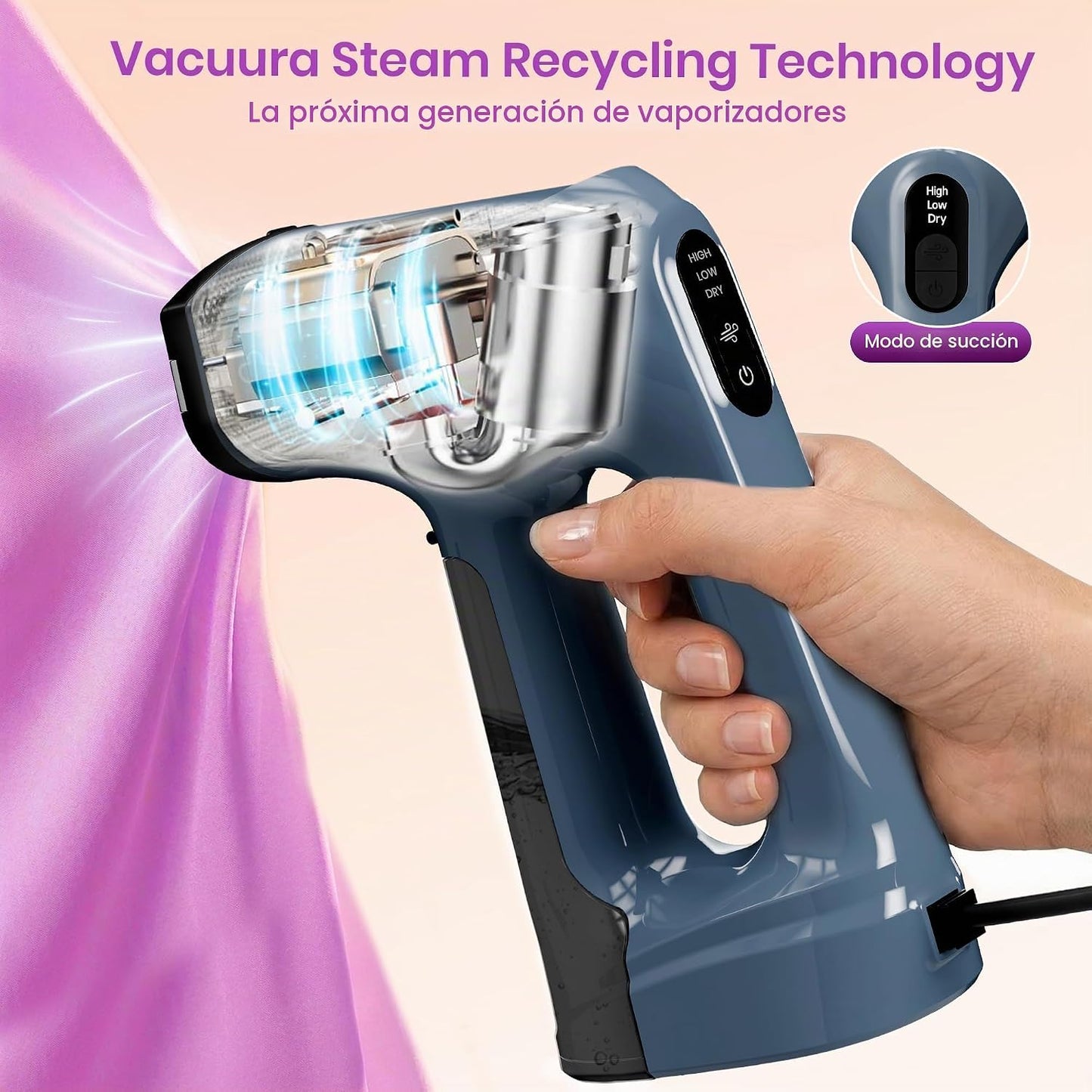 Vaporizador al vacío para ropa, vaporizador y plancha 2 en 1 de 120...