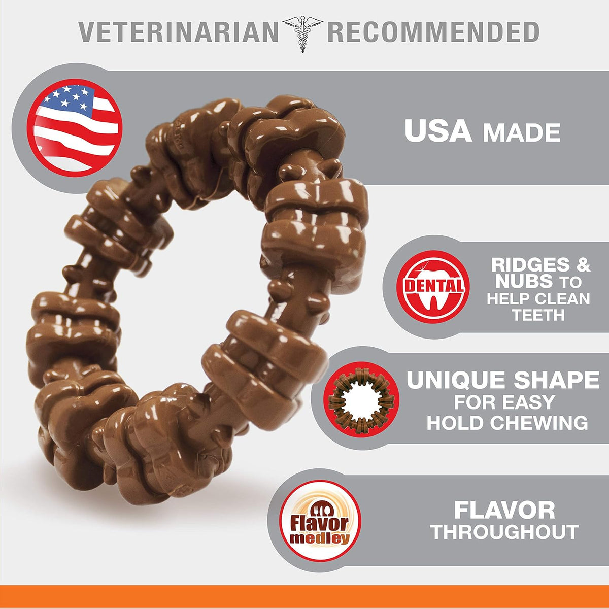 Nylabone - Anillo texturizado para masticar, juguete para perros gr...