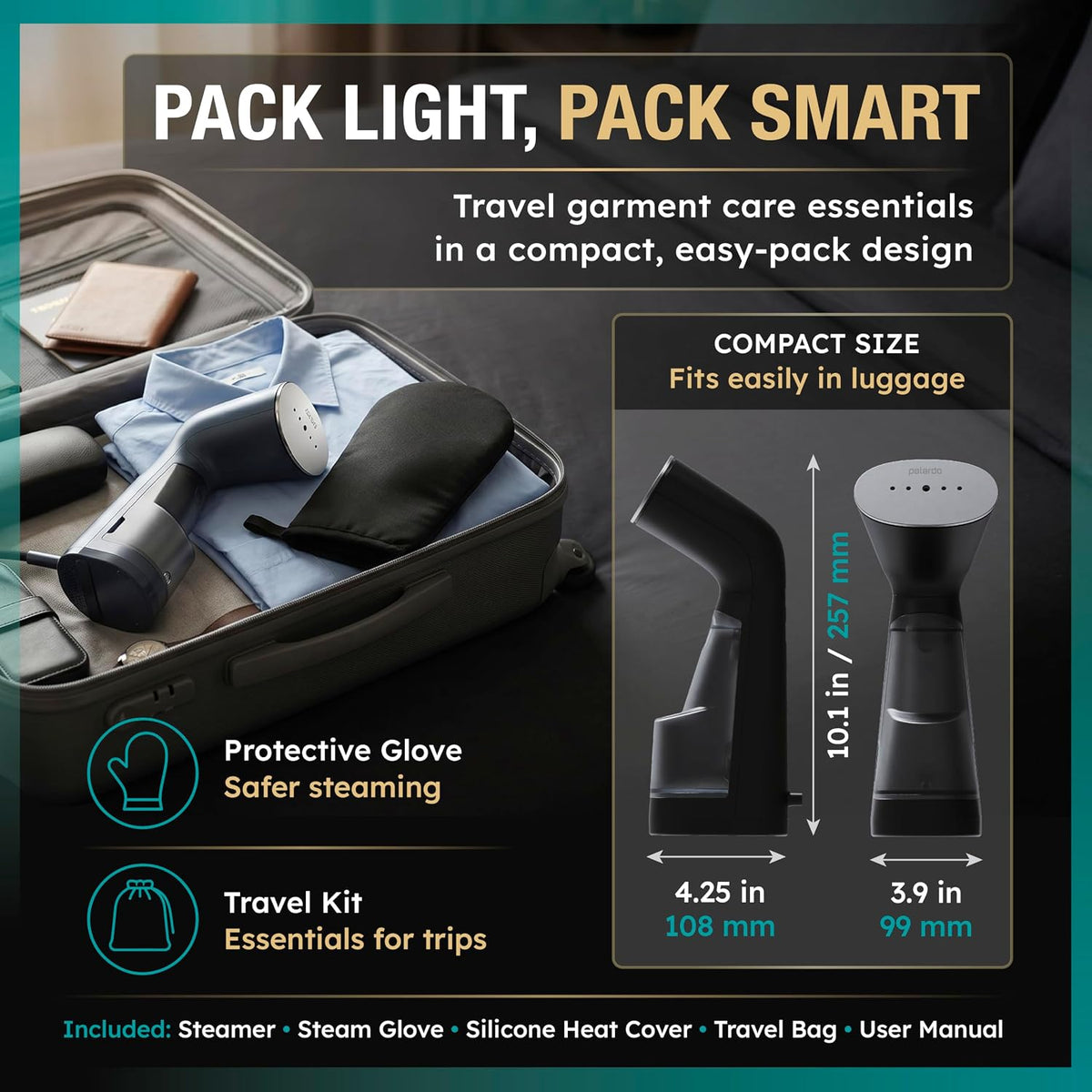 Vaporizador de viaje para ropa de doble voltaje 110-240 V, vaporiza...