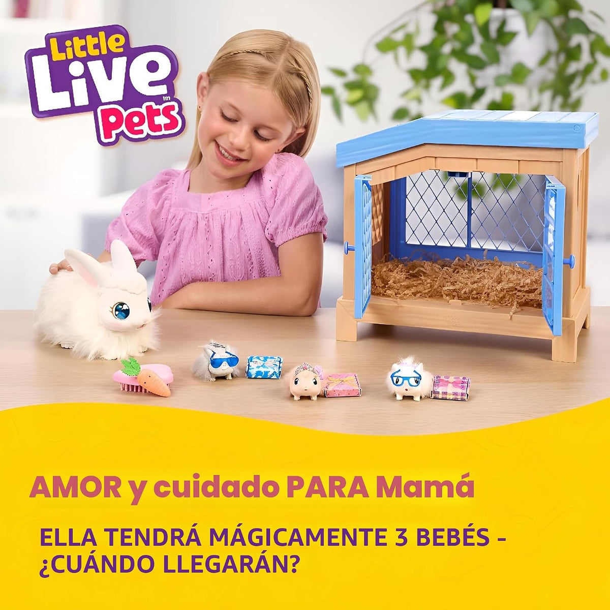Little Live Pets Set de Juguetes de Conejo Mama Surprise, Conejera...
