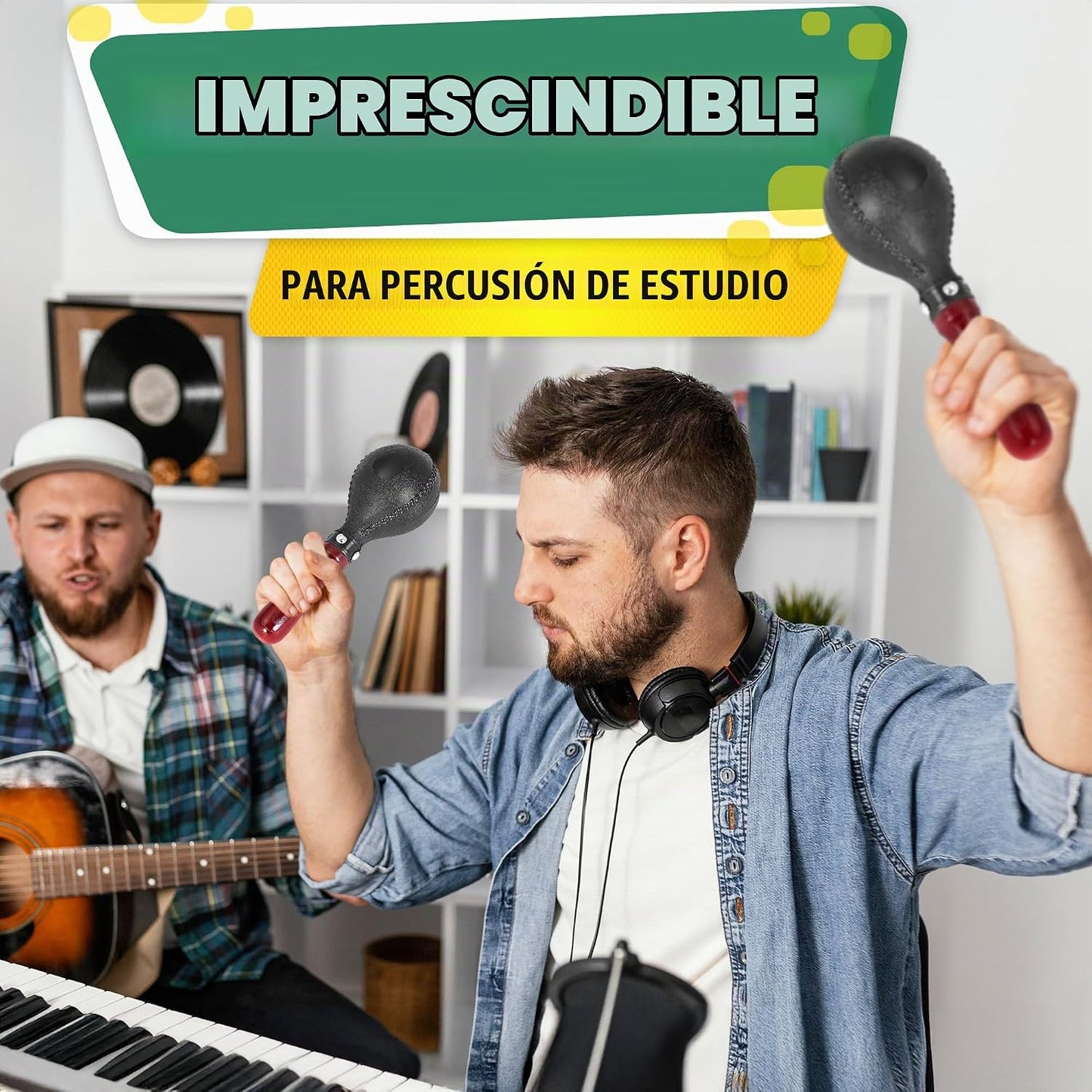 Maracas para adultos y niños, 2 piezas, 10.2 pulgadas, plástico ABS...