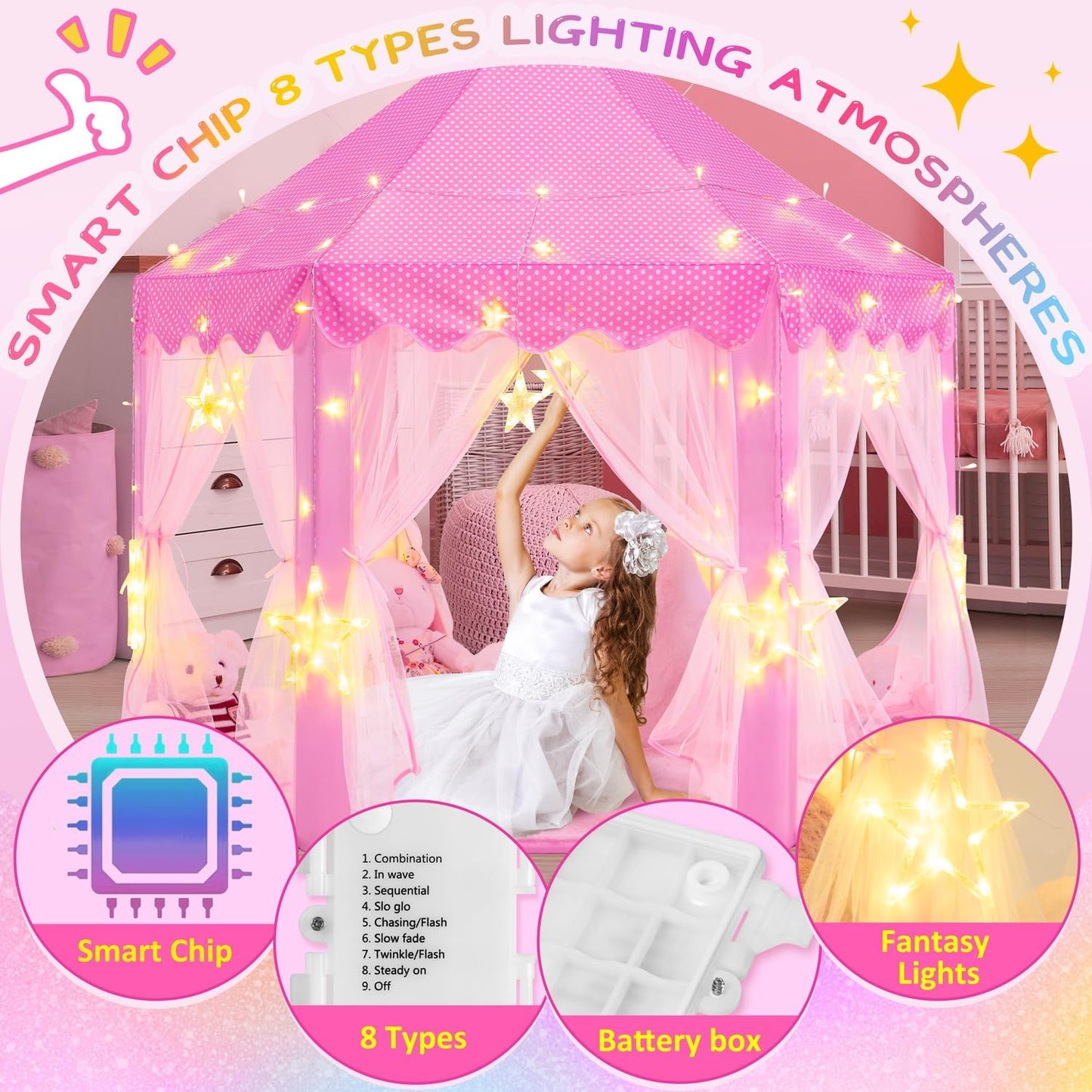 EVOIONOS Tienda de campaña de princesa para niñas, tienda de campañ...