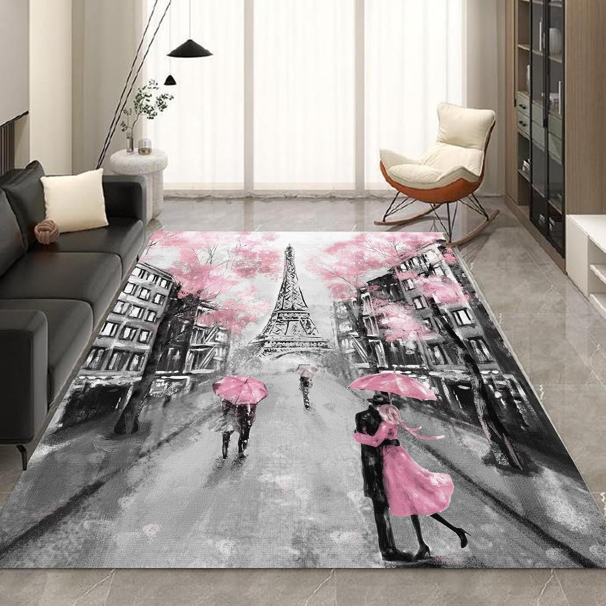 kxry Alfombras de Área Suaves de 4 x 6 Pies Rosa Torre Eiffel de Pa...