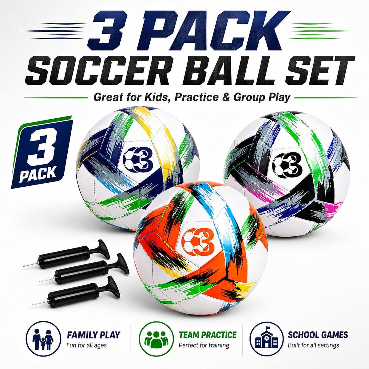 Innotoys Balón de fútbol tamaño 5, tamaño 4, tamaño 3, desinflado,...