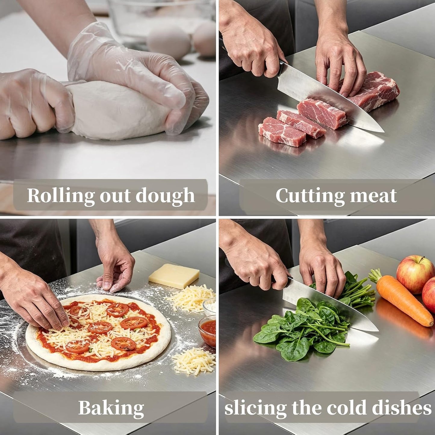 Juego de tablas de cortar de acero inoxidable para cocina, 2 tablas...