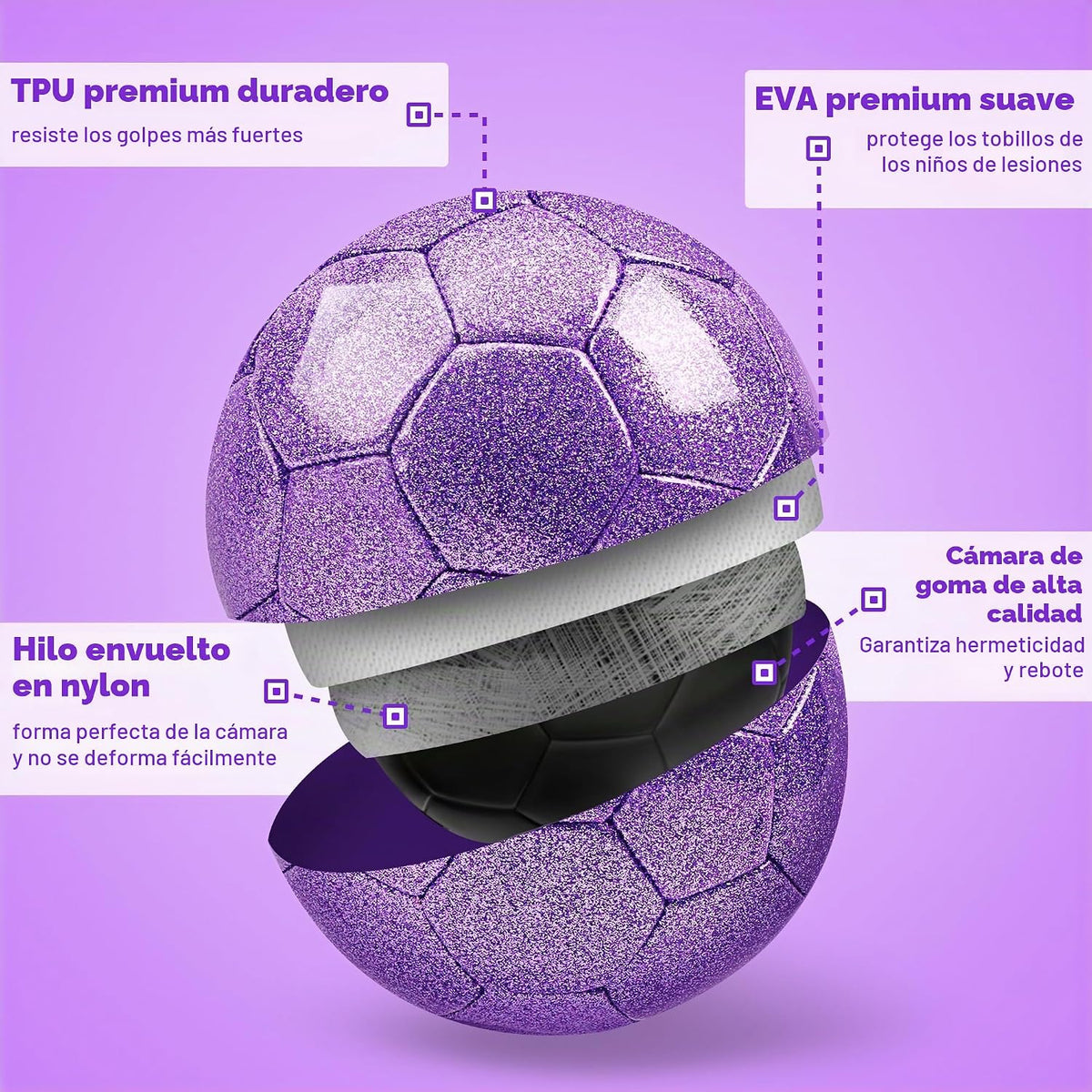Champhox Pelota de fútbol tamaño 4 con purpurina rosa - Pelota de f...