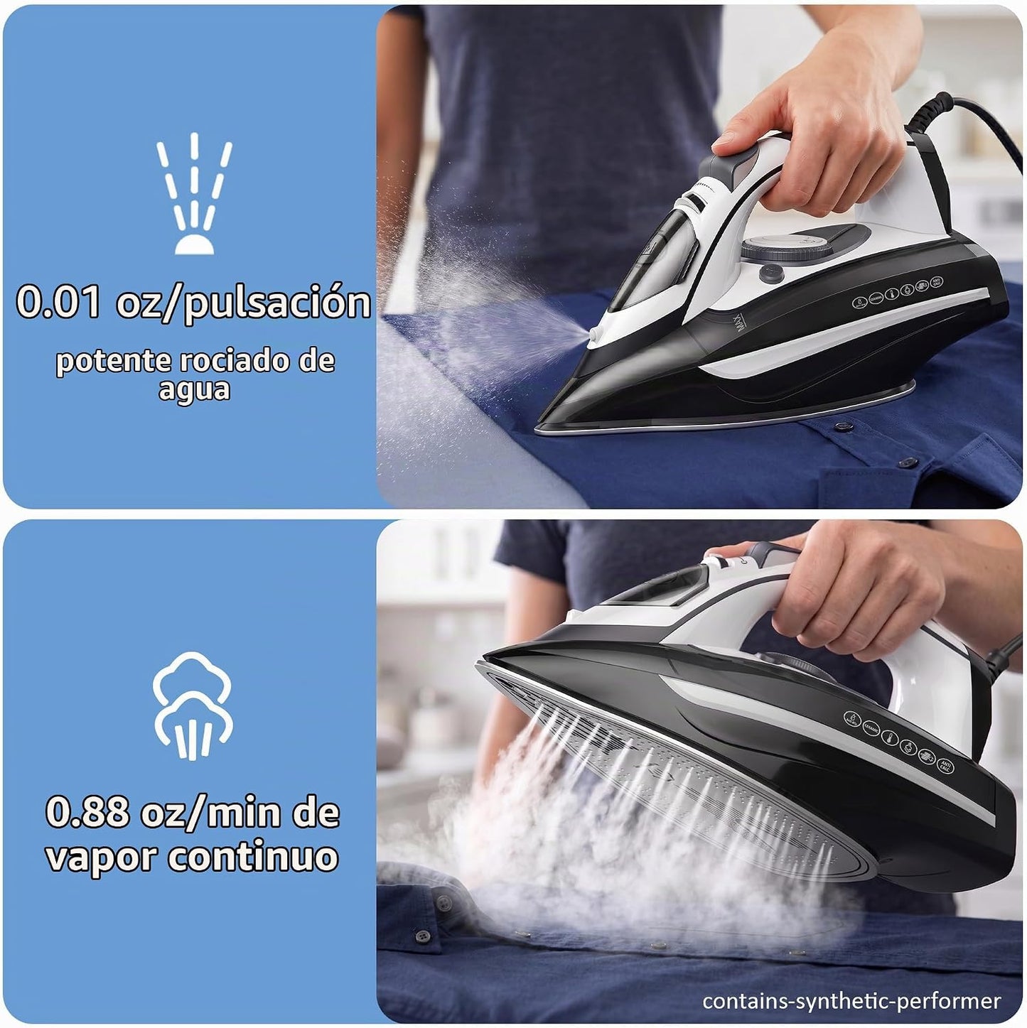 LEVOORA Plancha de vapor para ropa de calentamiento rápido de 20 se...