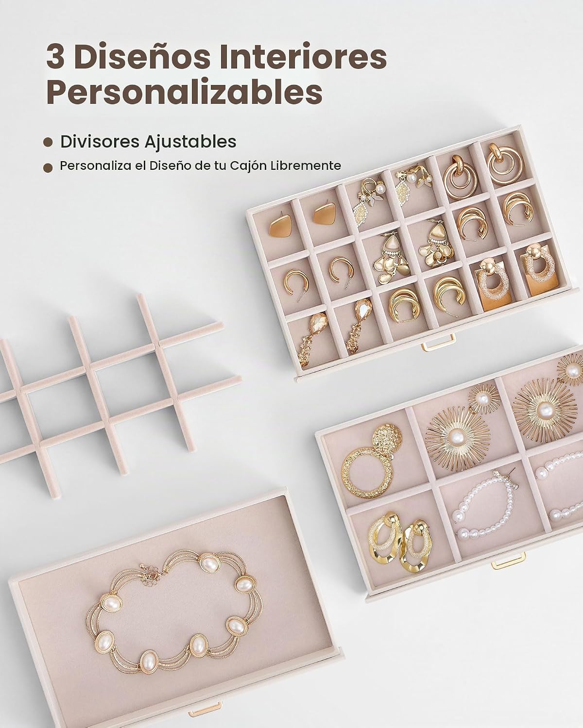 Organizador de pendientes Lolalet, joyero con tapa transparente -Be...
