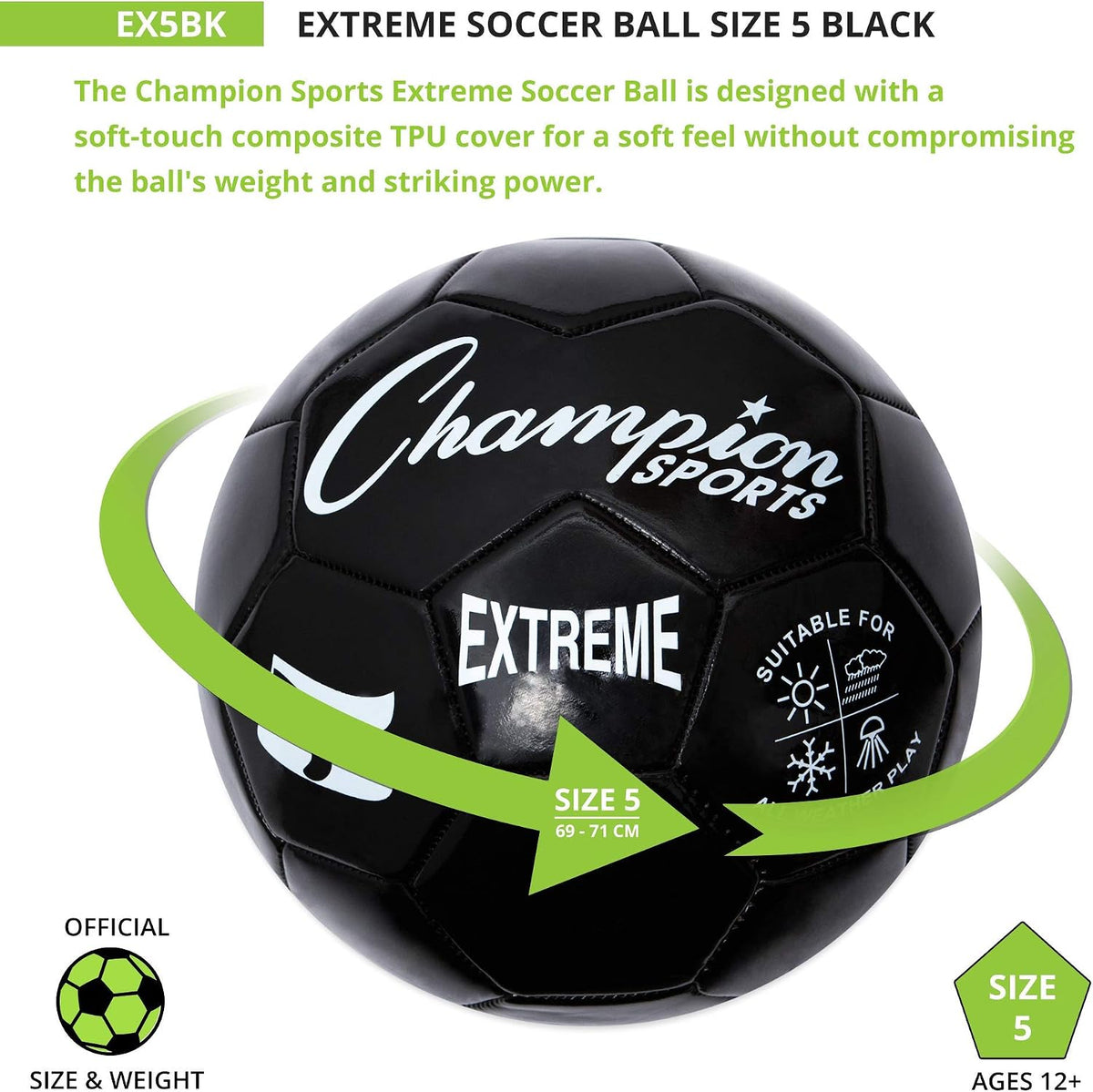 Champion Sports Extreme Series - Balón de fútbol \u2013 Tamaños 3,...