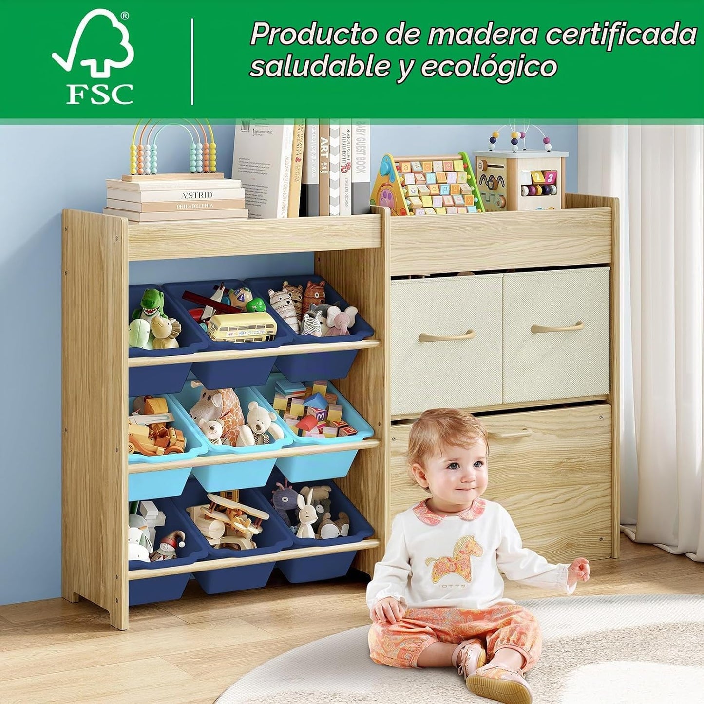 EXPERLAM Organizador de almacenamiento de juguetes para niños, orga...