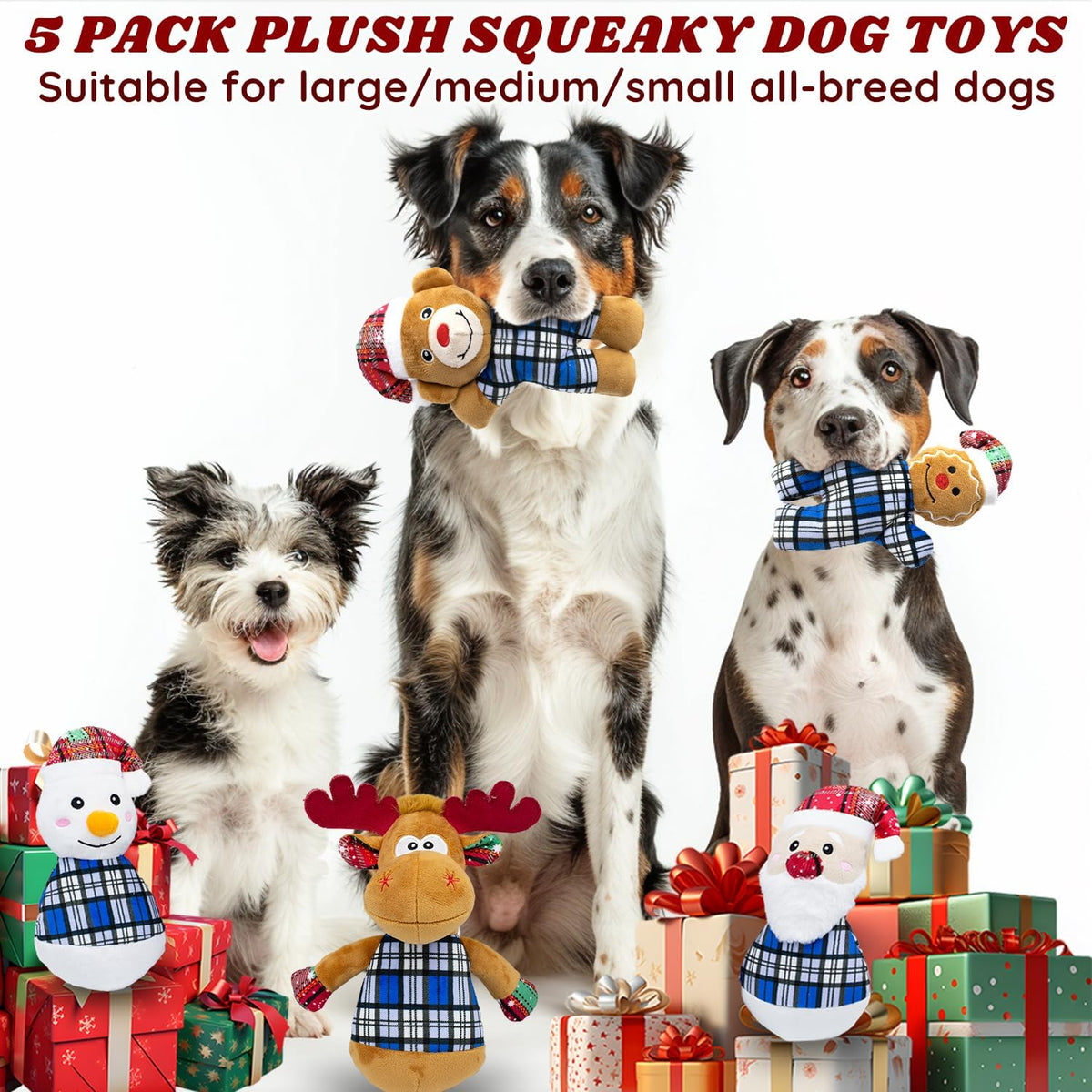 CneeeeeB Paquete de 5 Juguetes de Peluche Navideños Rellenos Juguet...