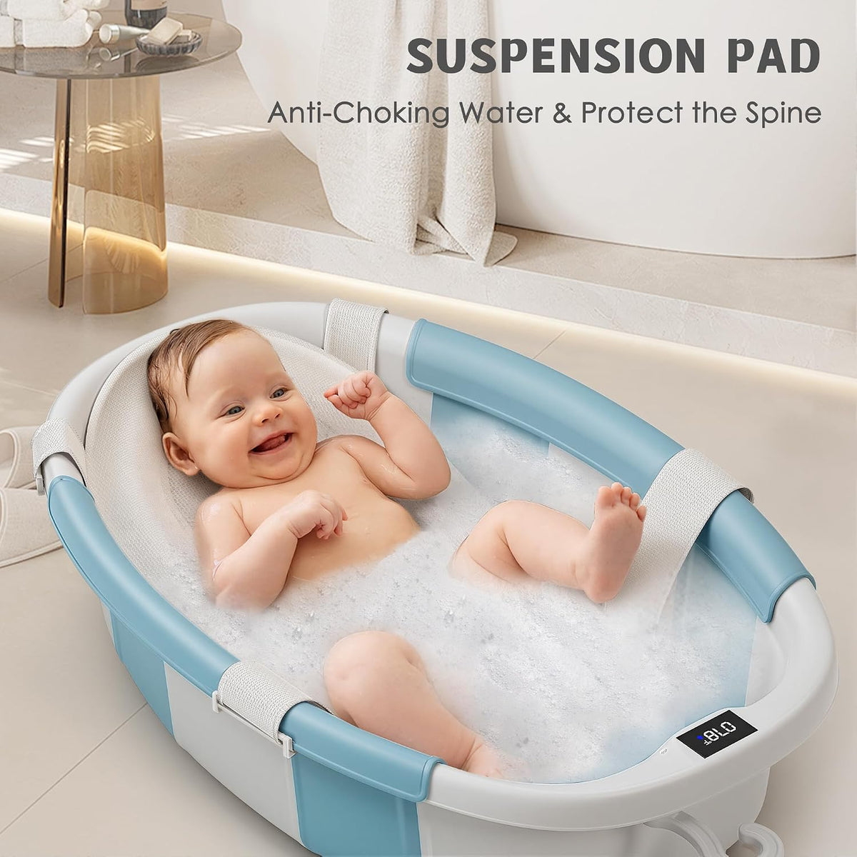 Bañera plegable para recién nacidos a niños pequeños de 0 a 36 mese...