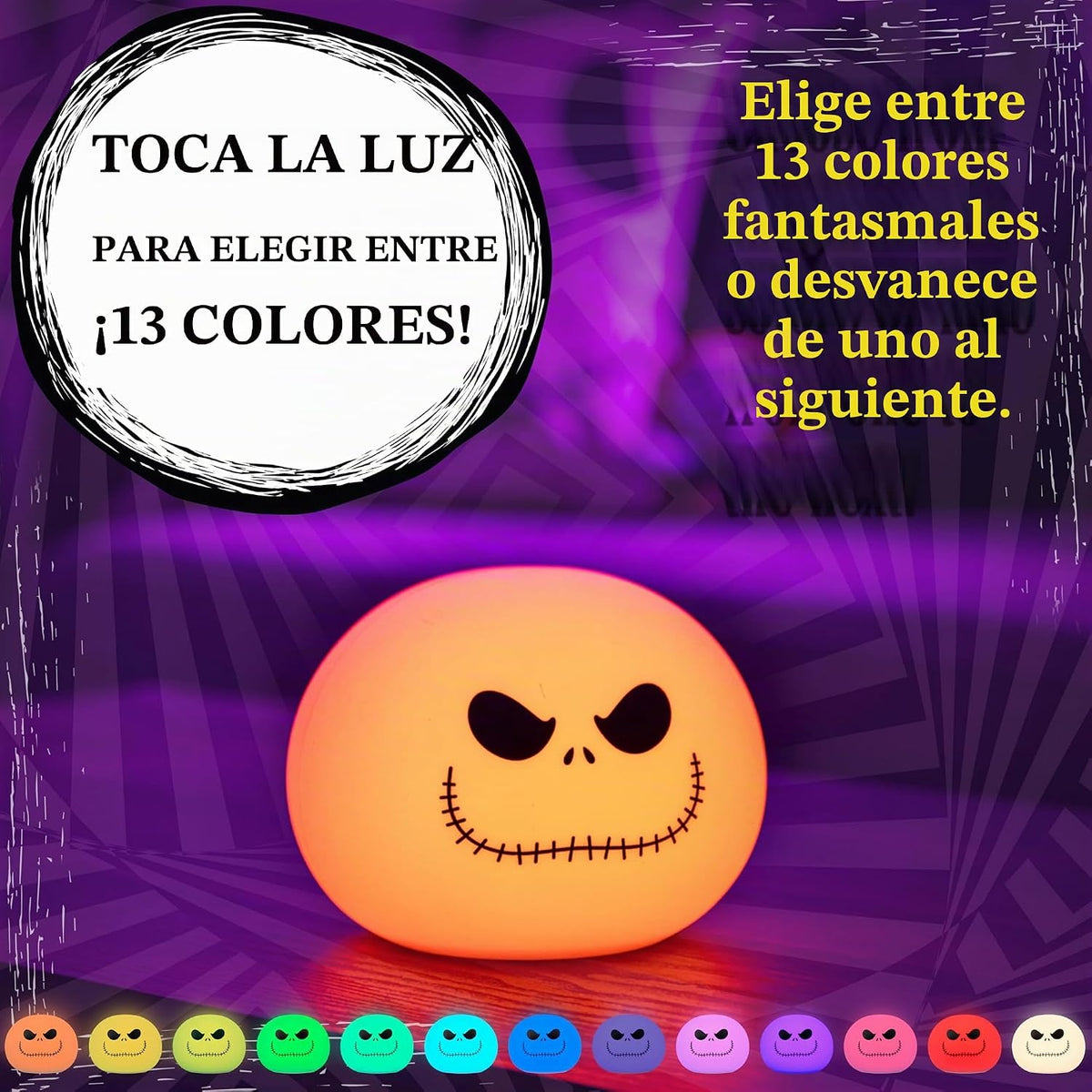 Disney Jack Skellington Squishy Light - Luz nocturna que cambia de...