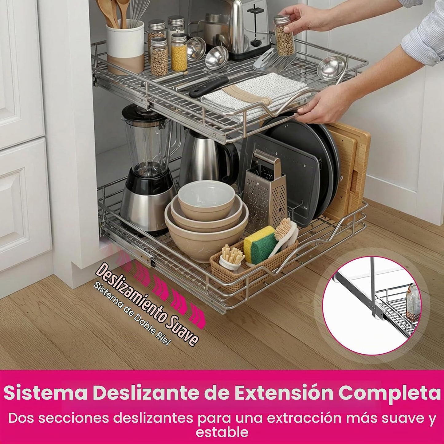 HOLDN\u2019 STORAGE Organizador de cajones extraíbles de dos nivele...