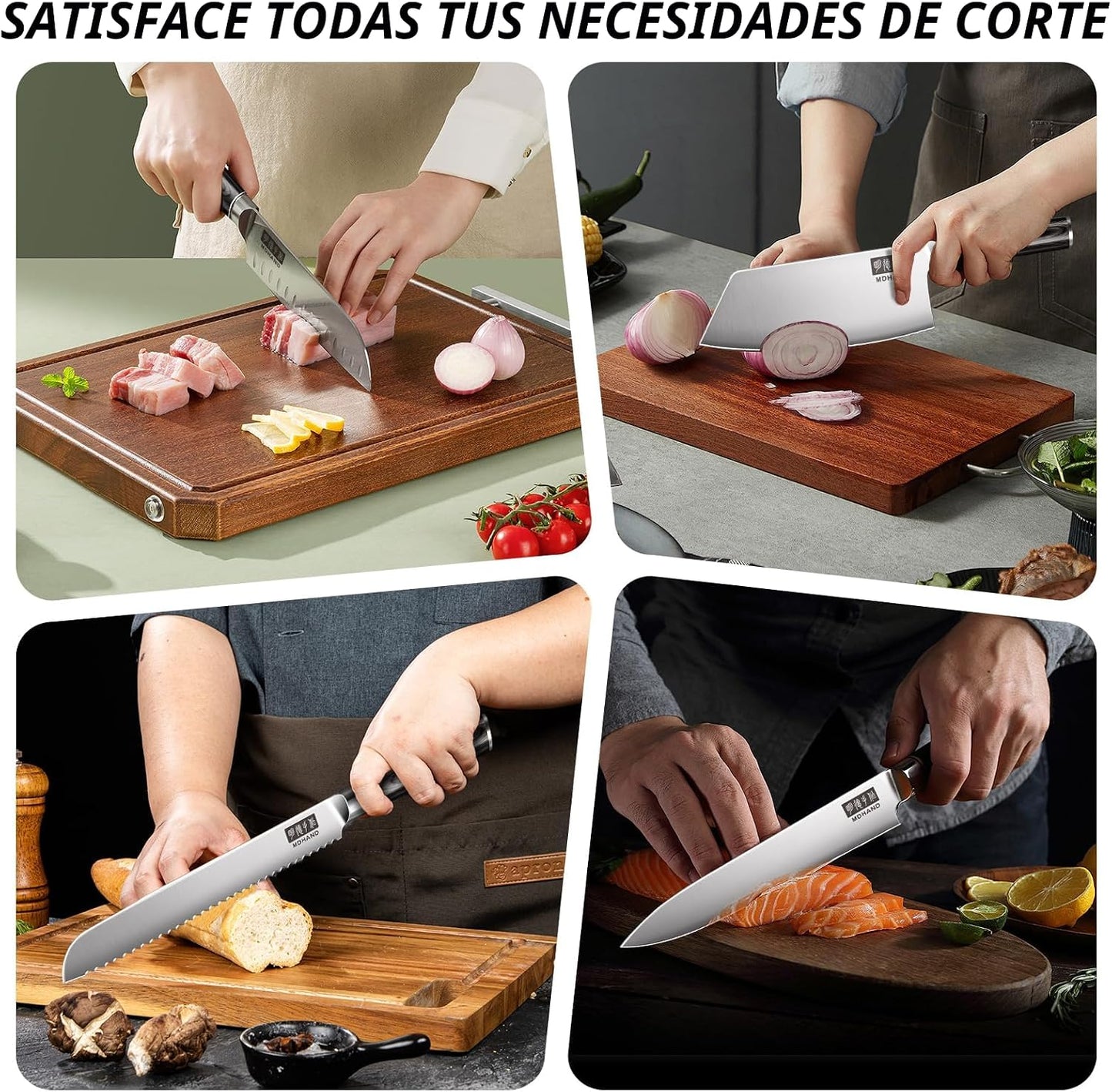 MDHAND - Juego de cuchillos de chef con bolsa enrollable, juego de...