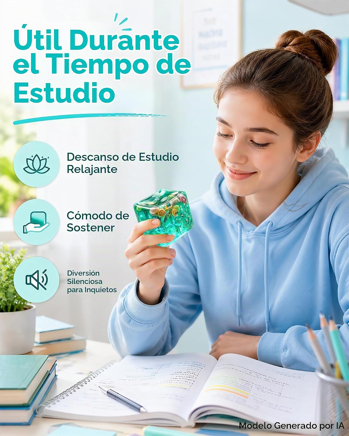 2 bolas antiestrés de cubo verde, juguetes blandos con conchas de o...