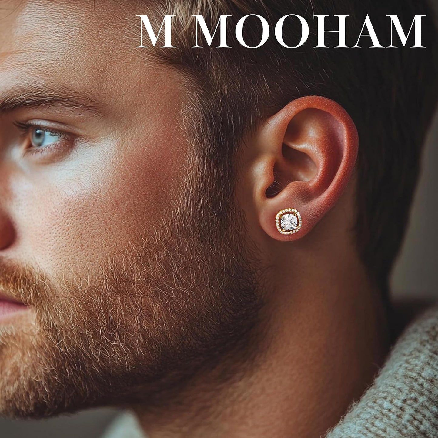 M MOOHAM Juego de aretes hipoalergénicos de plata de ley 925 para m...