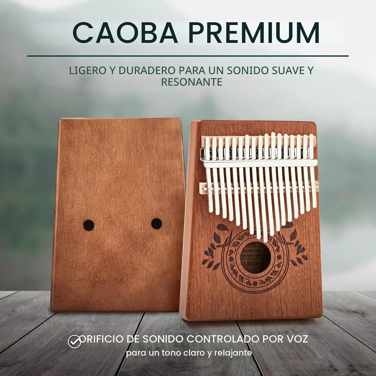 UNOKKI Kalimba - Piano de pulgar de 17 teclas, instrumento de caoba...
