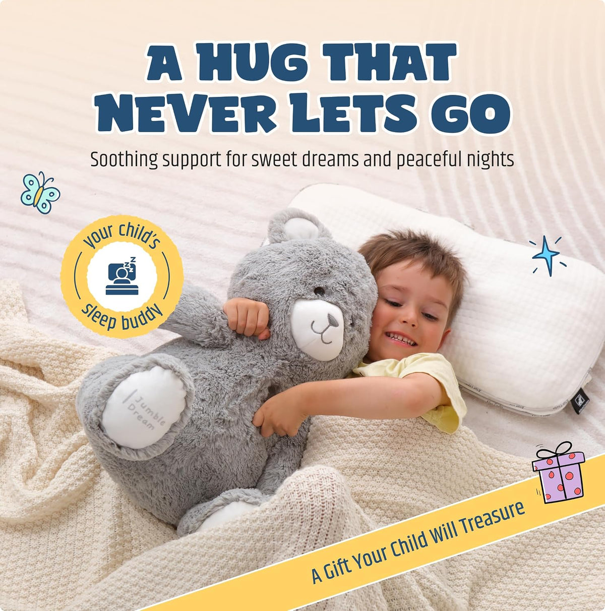 Jumble Dream Peluche de oso con peso, animal de peluche sensorial d...