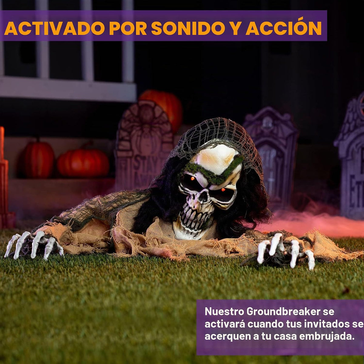 JOYIN Decoración de Halloween para exteriores, animado zombi, rompe...