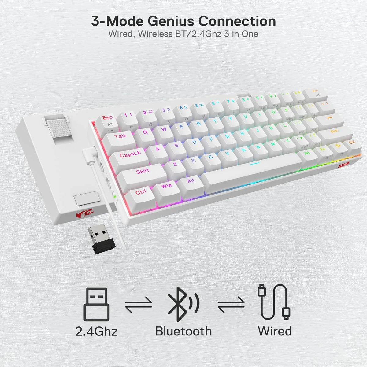 Redragon K530 Draconic - Teclado mecánico inalámbrico y compacto en...