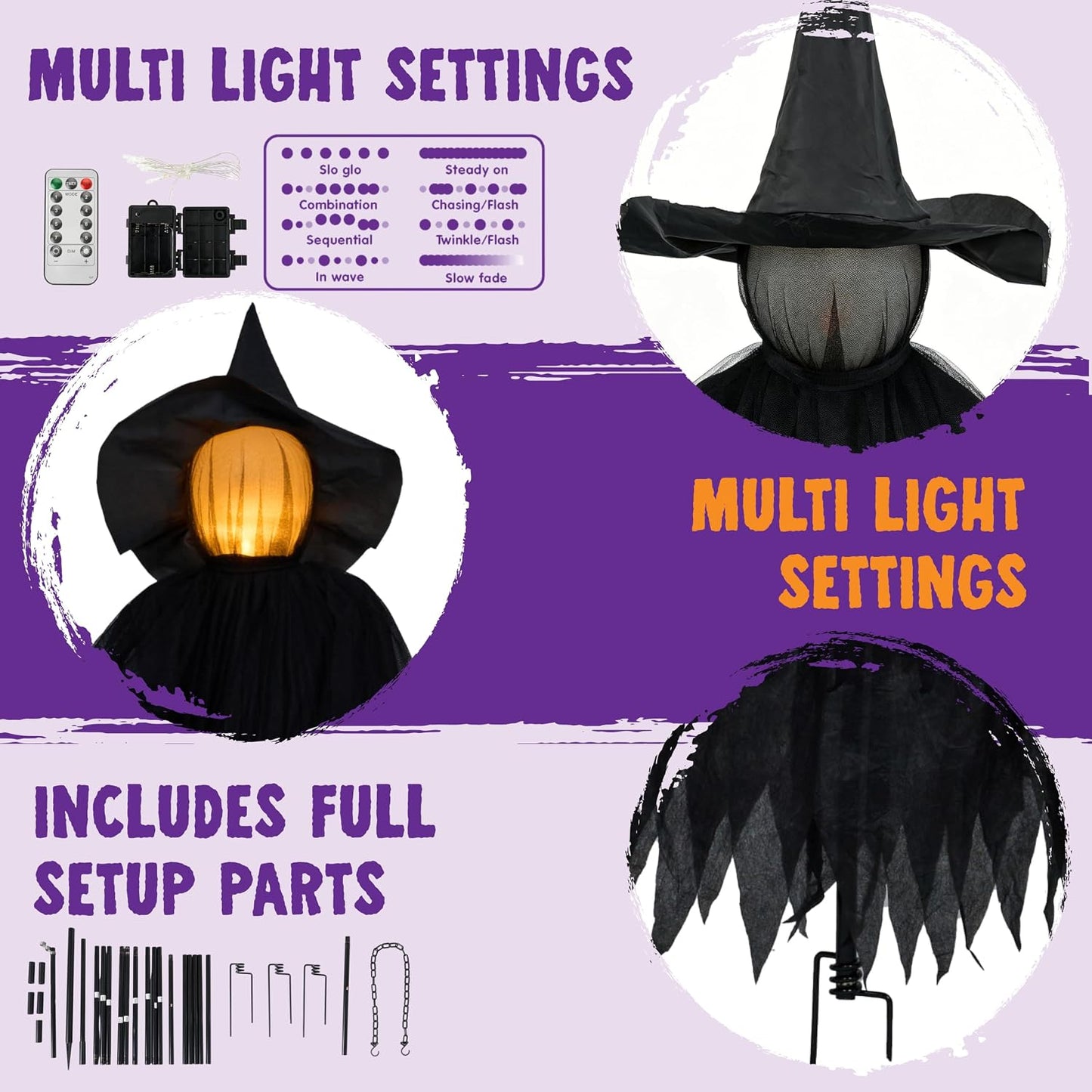 JOYIN Decoración de bruja de Halloween de 5 pies para exteriores, j...