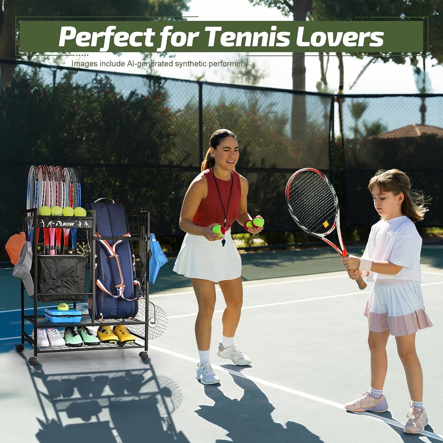 PLKOW Organizador de bolsas de tenis para raquetas de tenis, soport...