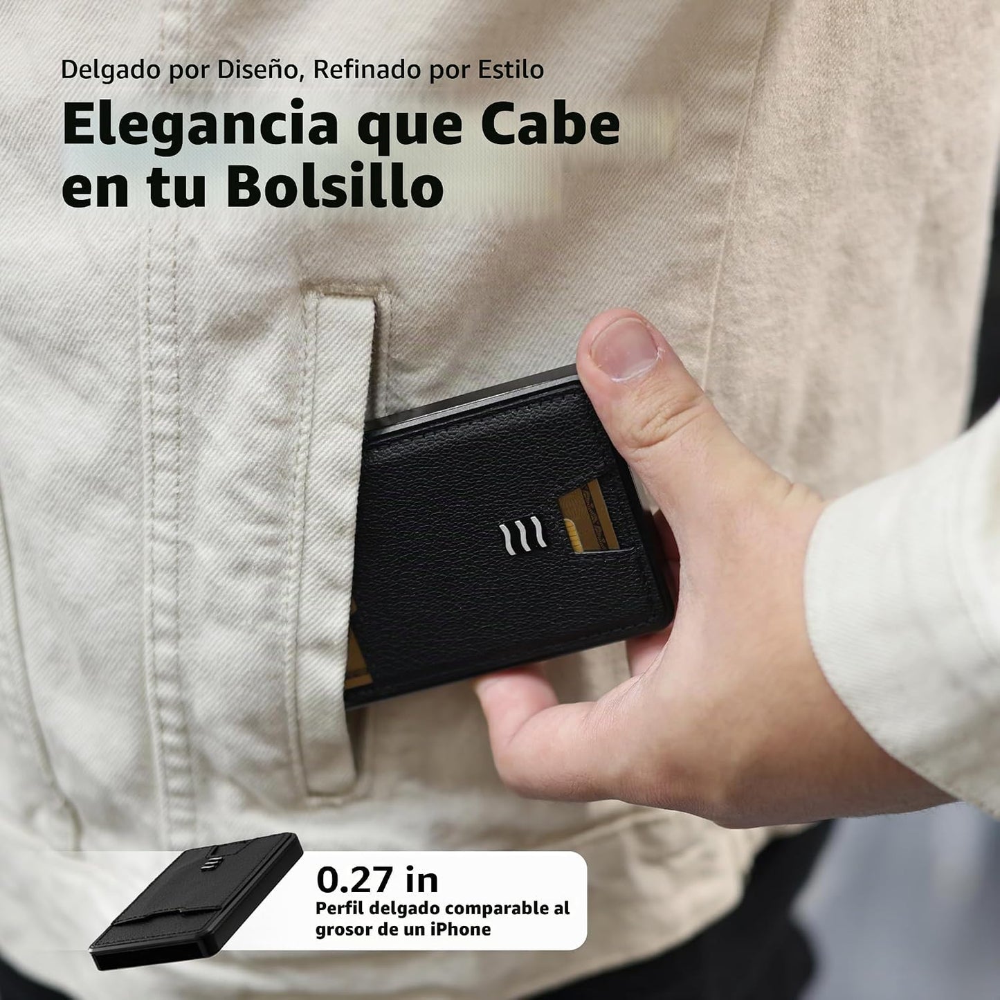VENICE MIAMI VENICE Cartera con bloqueo RFID, tarjetero minimalista...