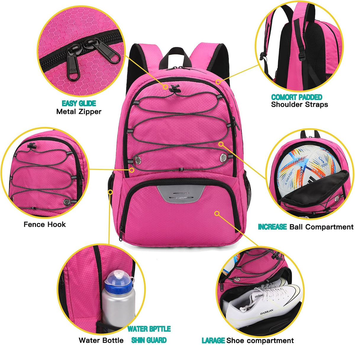 Hsmihair - Mochila de fútbol juvenil - Mochila para fútbol y balonc...