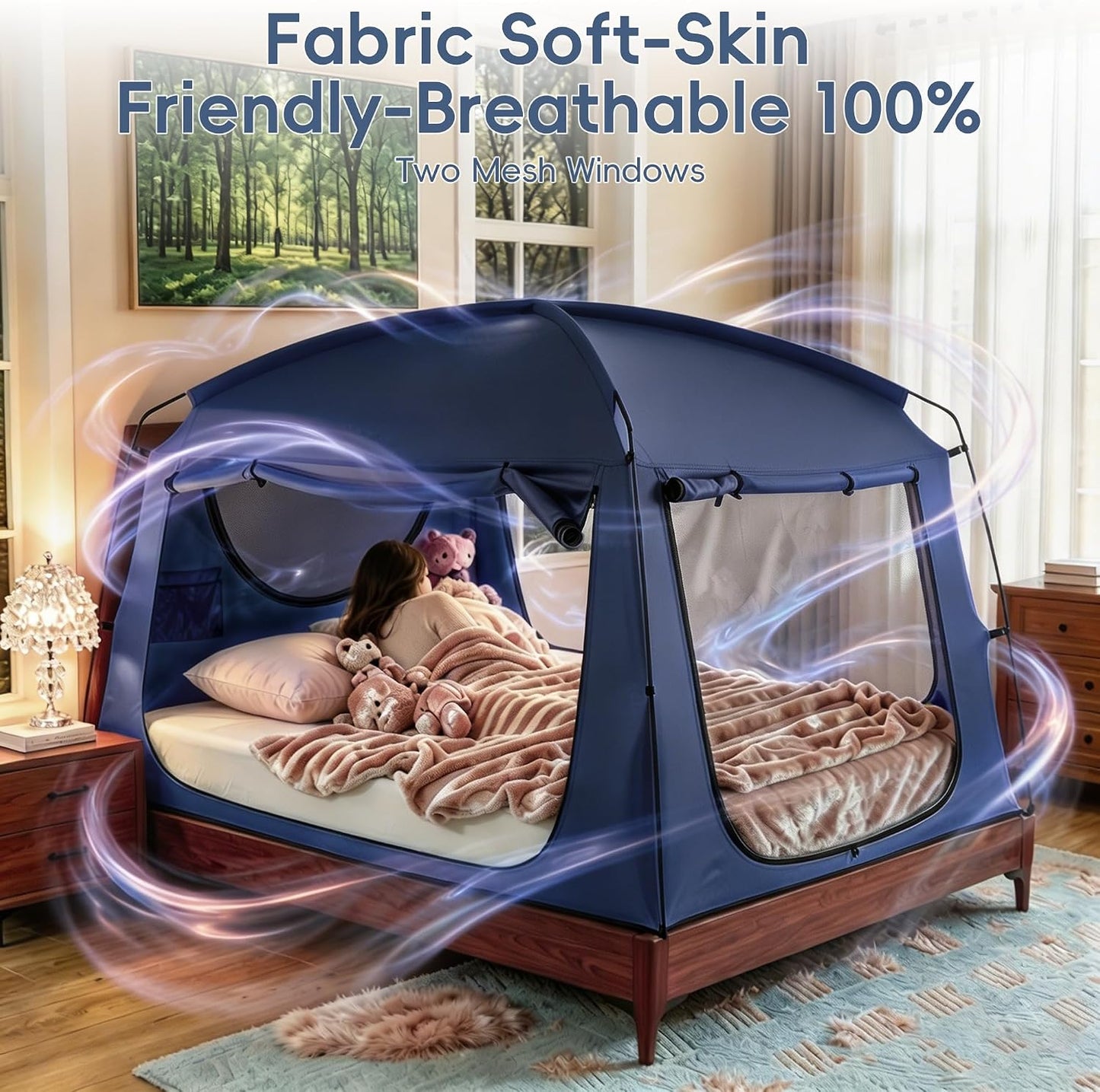 HFYJ POP Tienda de campaña para cama doble opaca, dosel para dormir...