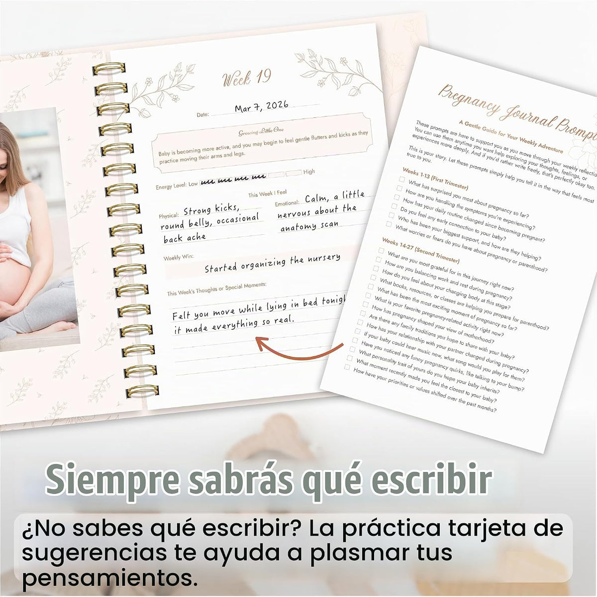 Diario de embarazo para madres primerizas, planificador de embarazo...