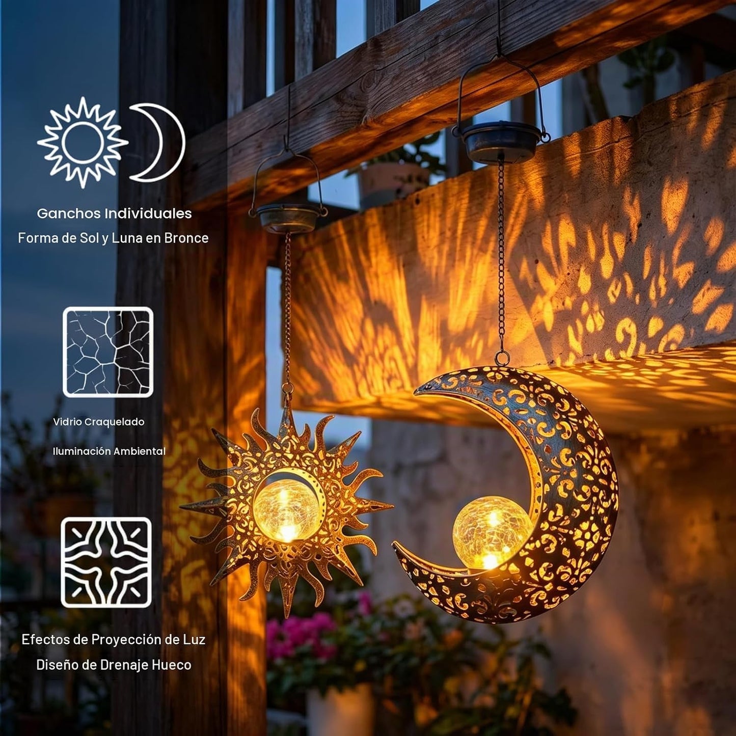 Amugmilk Luces solares colgantes para exteriores, paquete de 2 lint...