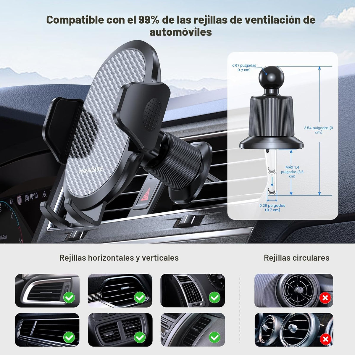 Miracase Soportes para teléfono para tu coche con gancho de metal,...