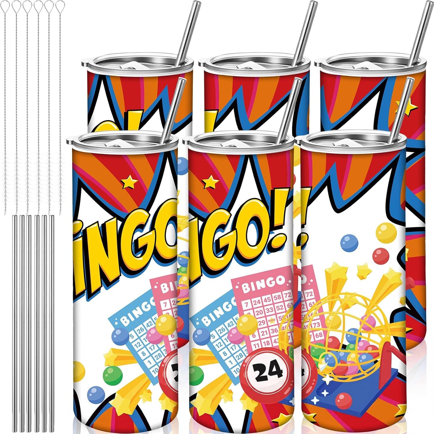 Hsei Paquete de 6 vasos de bingo de 20 onzas, regalos de premios de...