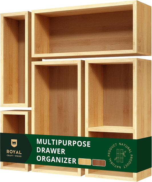 ROYAL CRAFT WOOD Juego de organizador de cajones de bambú de 5 piez...