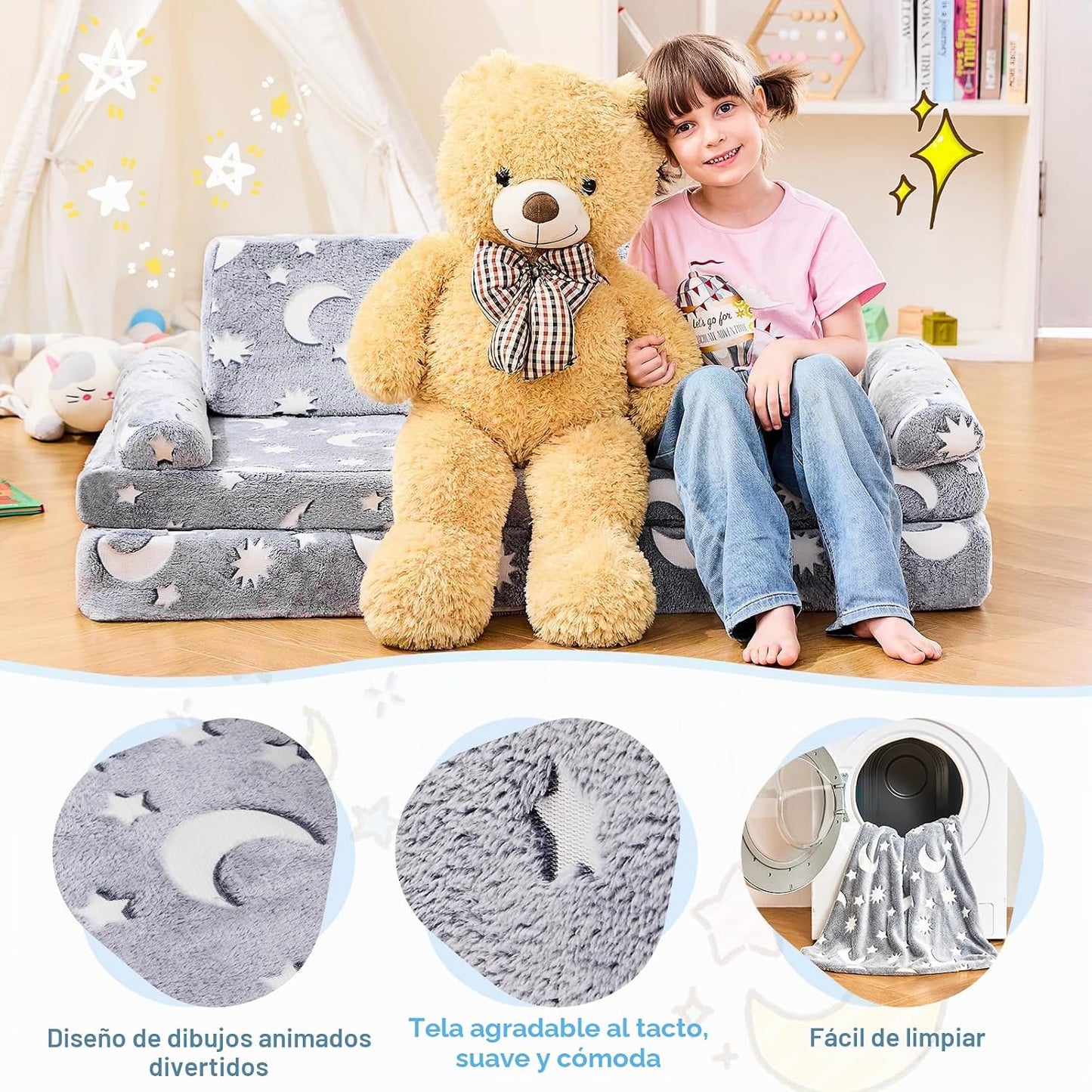 Sofá Modular para Niños de IFNOW, Sofá para Niños Pequeños, Sofá Se...