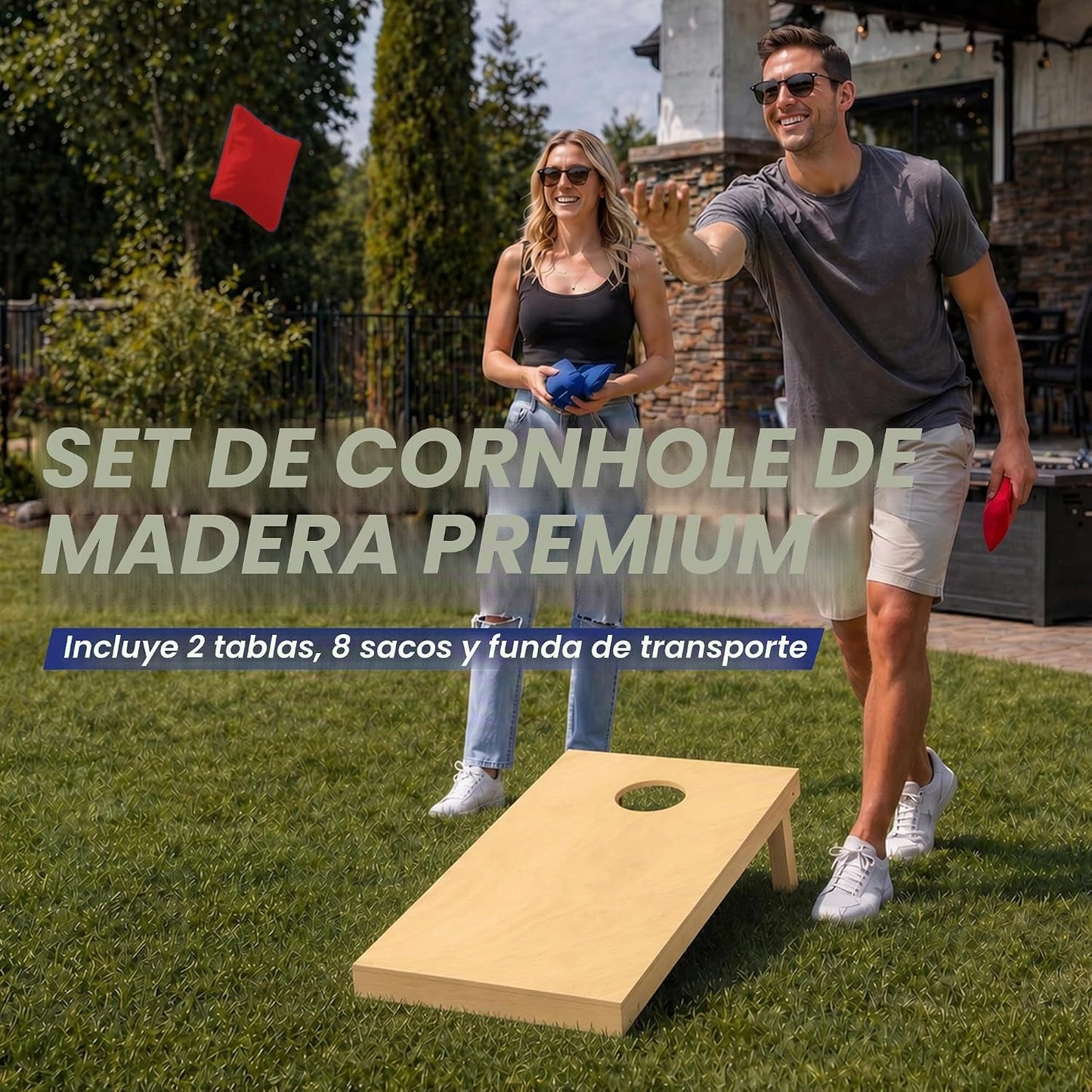 GoSports - Juegos de Cornhole de madera maciza de primera calidad -...