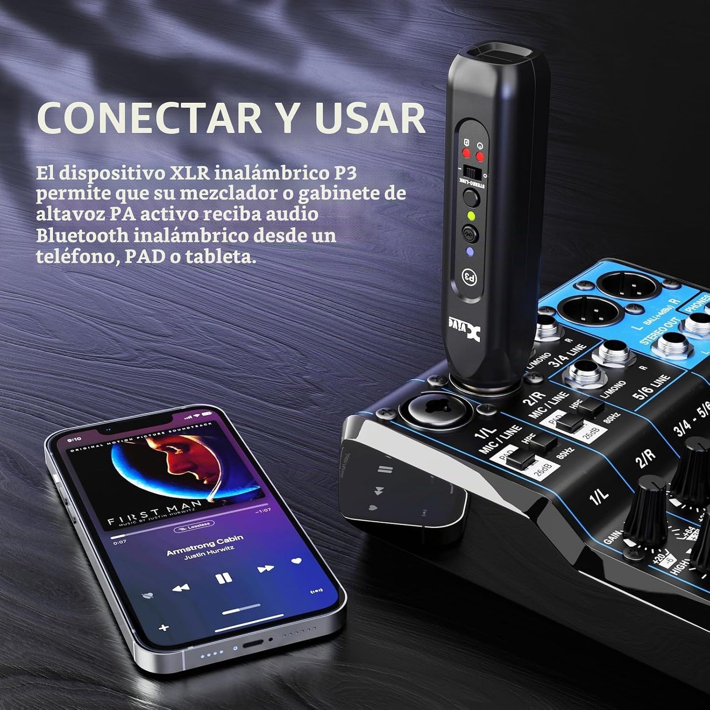 Xvive P3D Receptor Bluetooth XLR Inalámbrico Bluetooth para Mezclad...