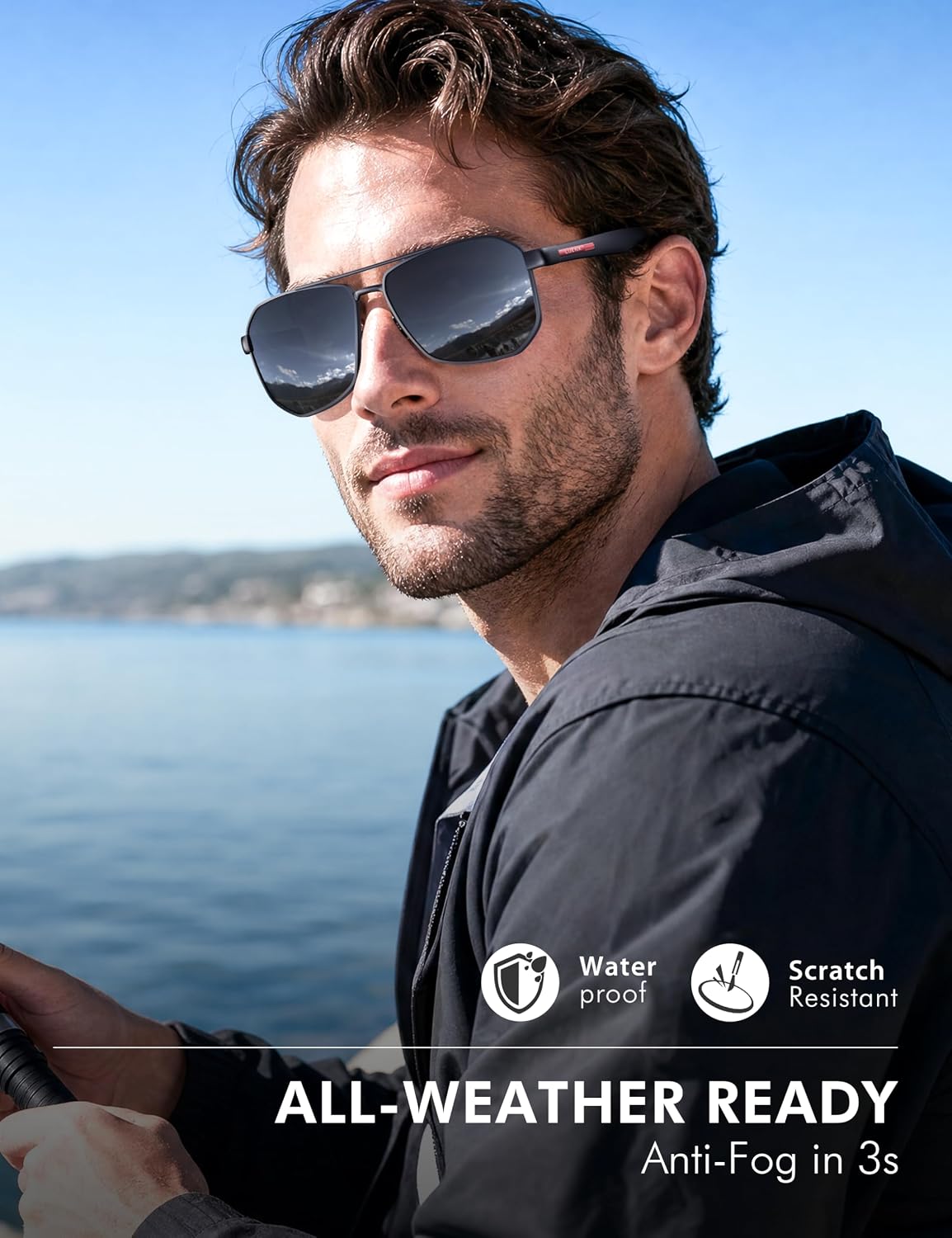LUENX - Gafas de sol Aviator para hombres con lentes polarizadas po...
