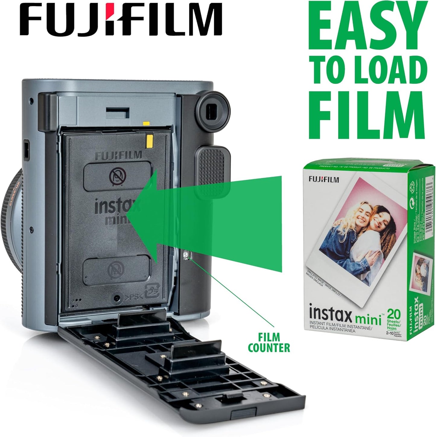 Fujifilm Cámara Instax Mini 41 de película instantánea negra + paqu...