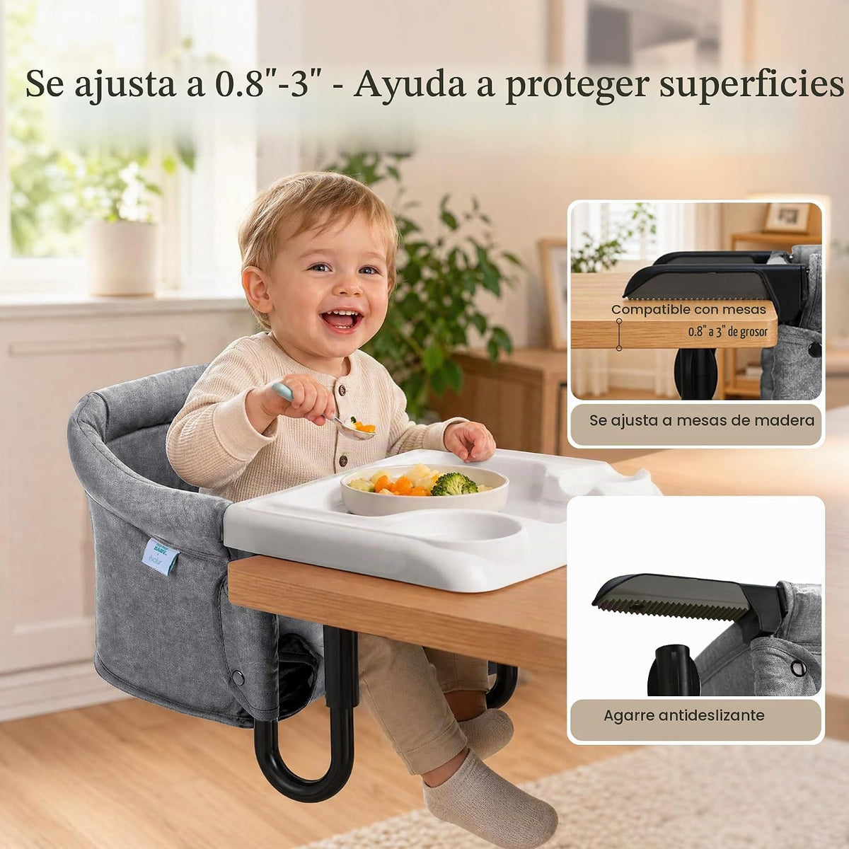 Evolur Silla alta para bebé de gancho, asiento de comedor portátil...
