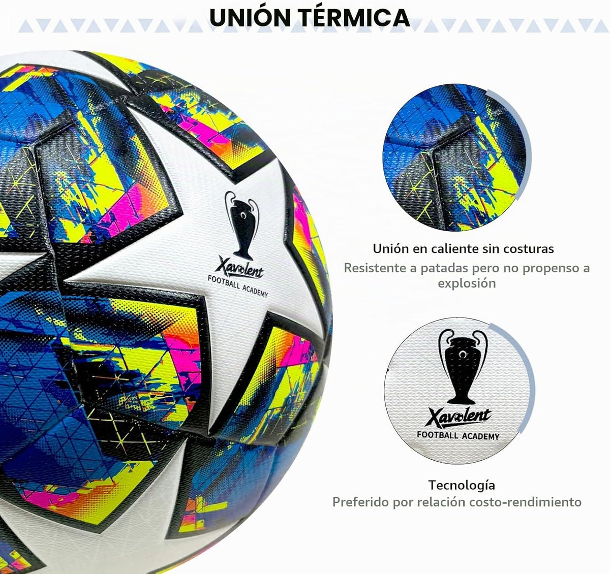 XAVOLENT Balón de fútbol profesional Tamaño 5,4 | Pelota de entrena...