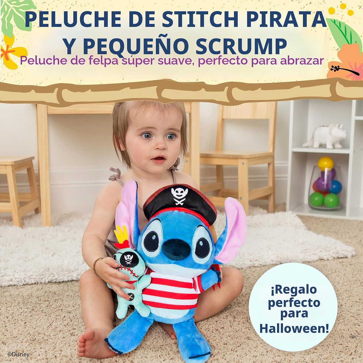 KIDS PREFERRED Muñeco de peluche de bebé pirata de Disney Stitch so...