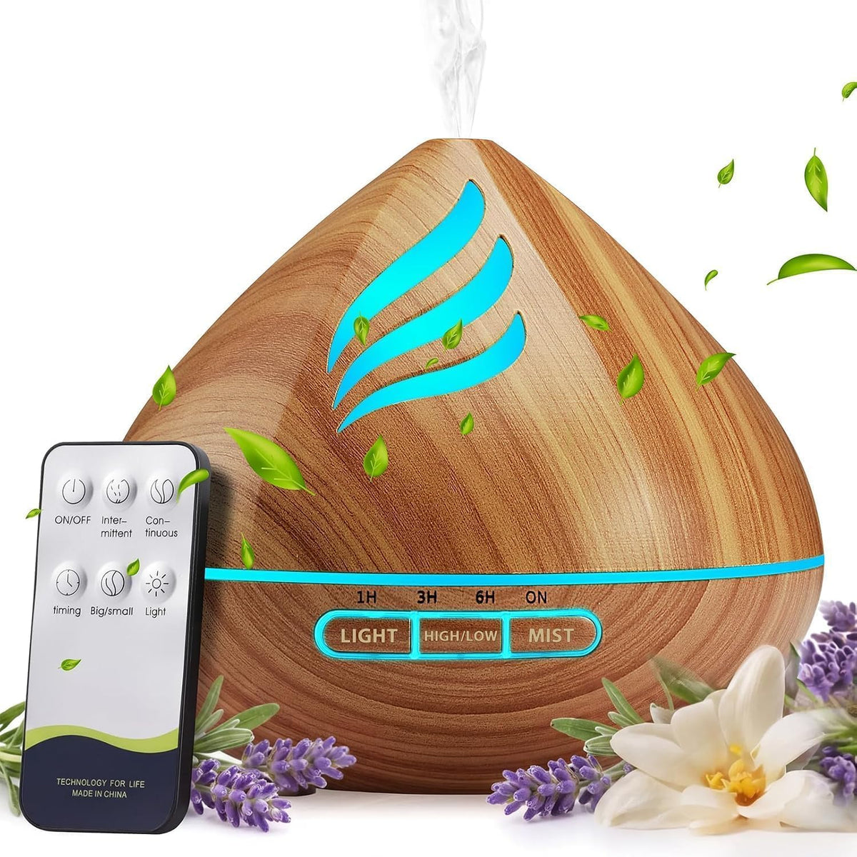 Humidificador de niebla fría de 16.9 fl oz y difusor de aceite esen...