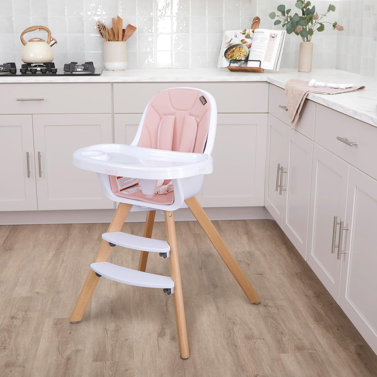 Evolur Zoodle - Silla alta convertible 2 en 1 para bebé, color rosa...