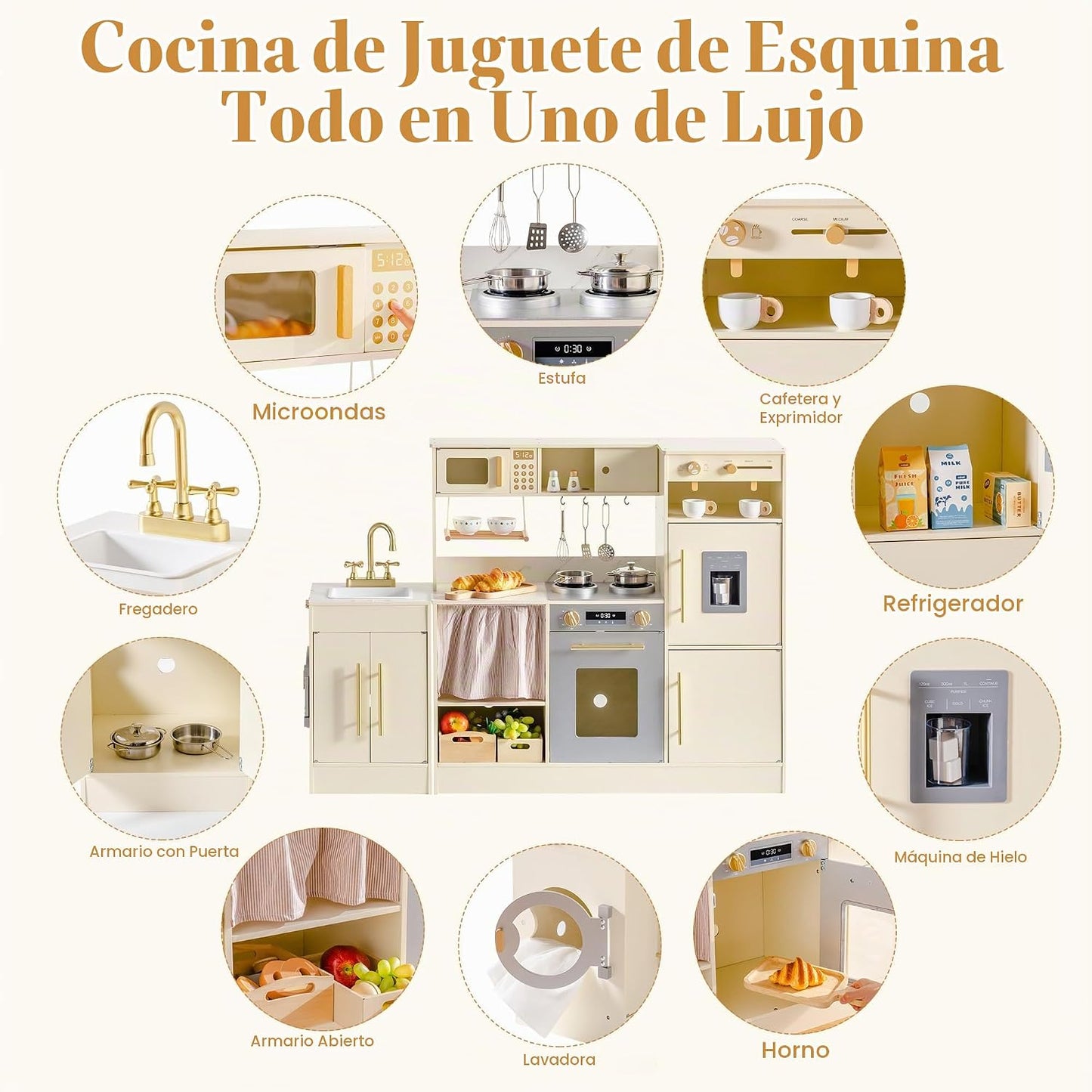 ROBOTIME Juego de cocina de madera para niños, juego de cocina de s...