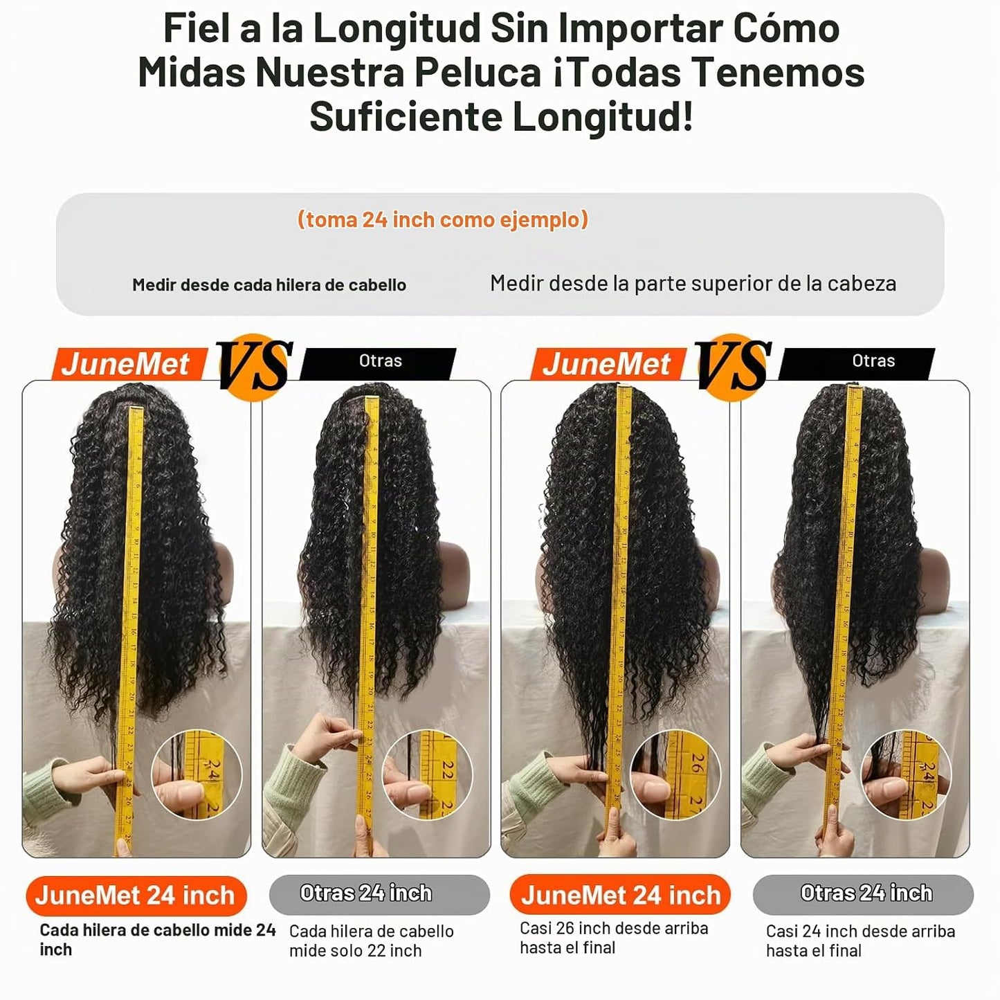 JuneMet Ruiyu Pelucas de cabello humano rizado con flequillo, encaj...