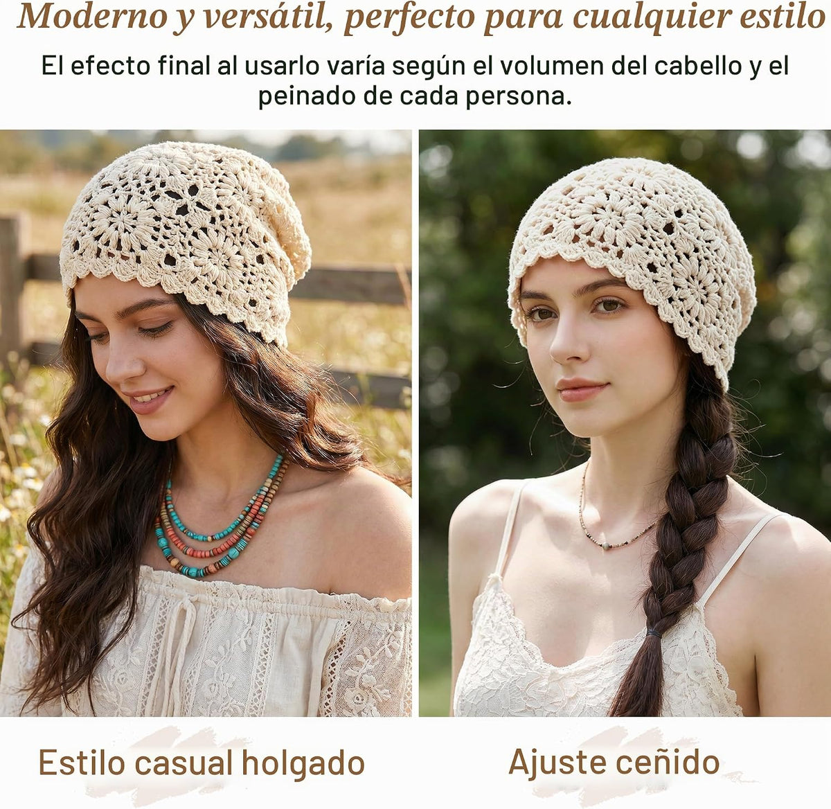 Ababalaya Gorro de ganchillo hecho a mano 100% algodón para mujer |...